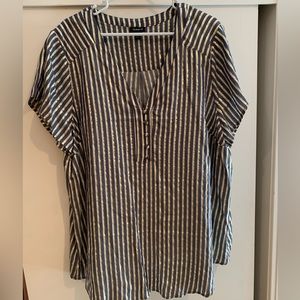 Torrid Blue and Gold Stripe Lurex Blouse 3X